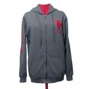 U.S. Polo Assn. Dark Gray Zipper Front Hoodie Sweater US L